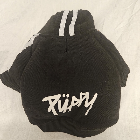 NWOT Frisco Black Dog Hoodie With White Stripes - Picture 1 of 3